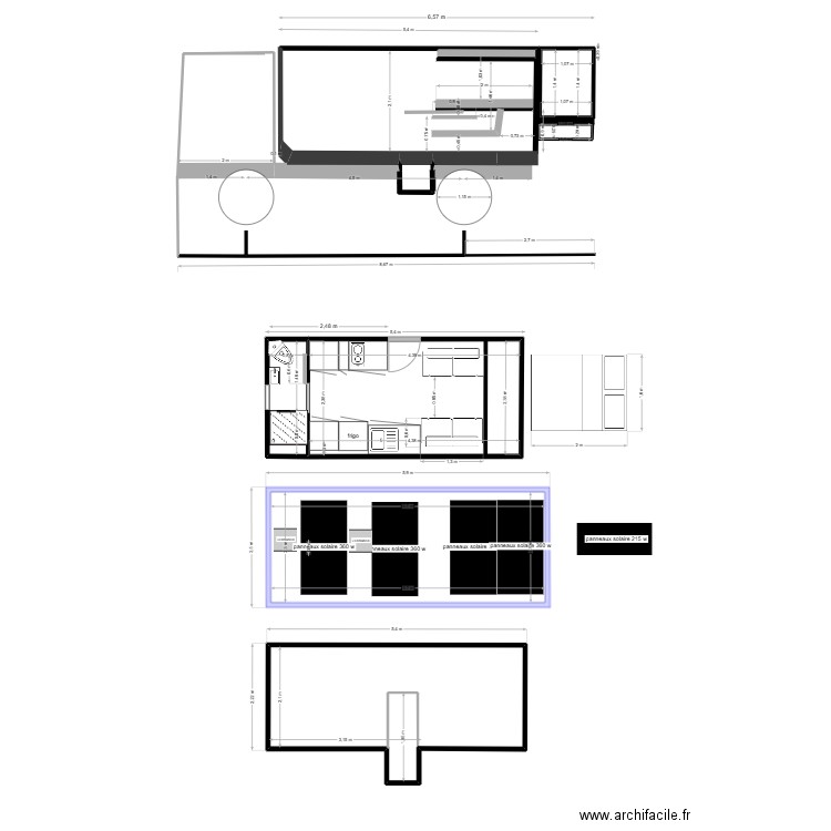 cellule lit relevable male arrière 2. Plan de 7 pièces et 43 m2