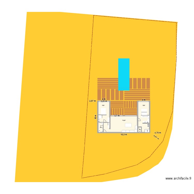 Gwada projet. Plan de 5 pièces et 107 m2