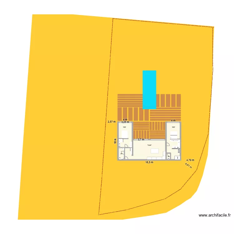 Gwada projet. Plan de 5 pièces et 107 m²