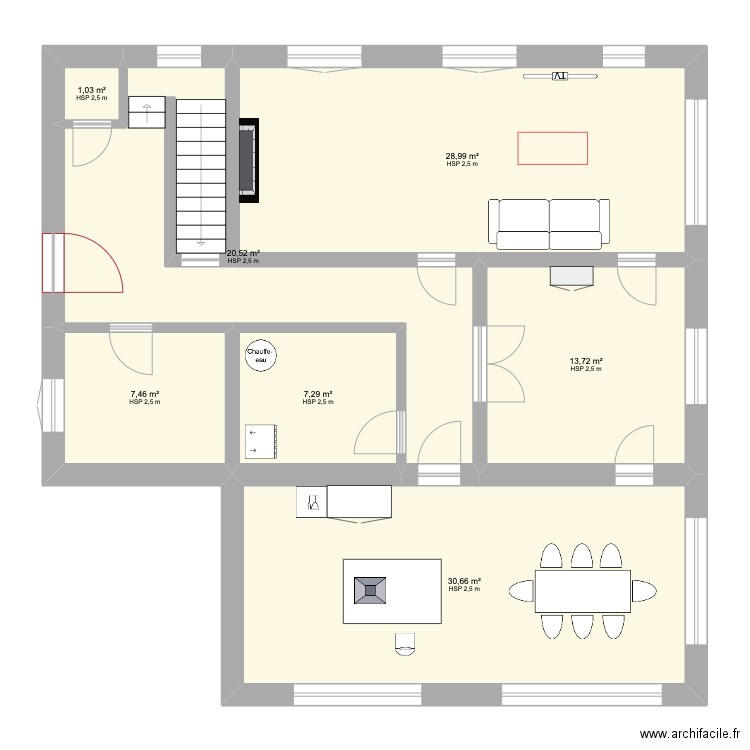 Magnette1. Plan de 7 pièces et 110 m2