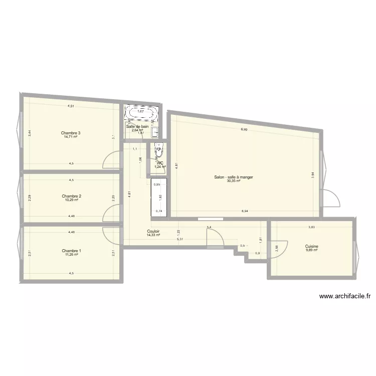 YVERDON2. Plan de 8  et 95 m²