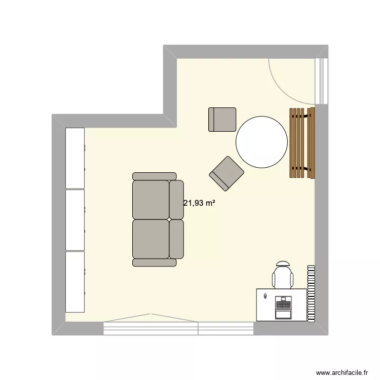 salon basique. Plan de 1  et 22 m²
