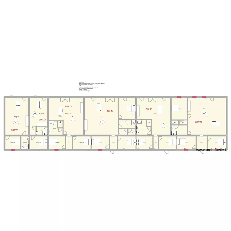 grange fragnes. Plan de 32  et 554 m²