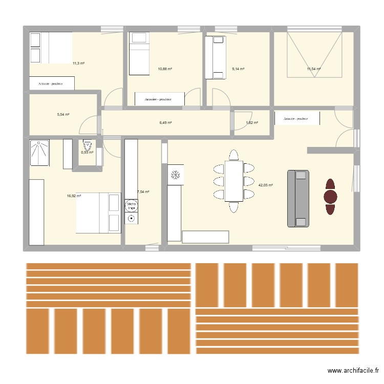maison. Plan de 11 pièces et 124 m2