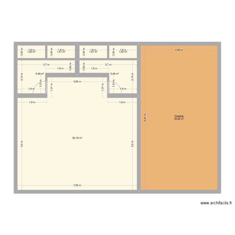 zzzzz. Plan de 8 pièces et 113 m2