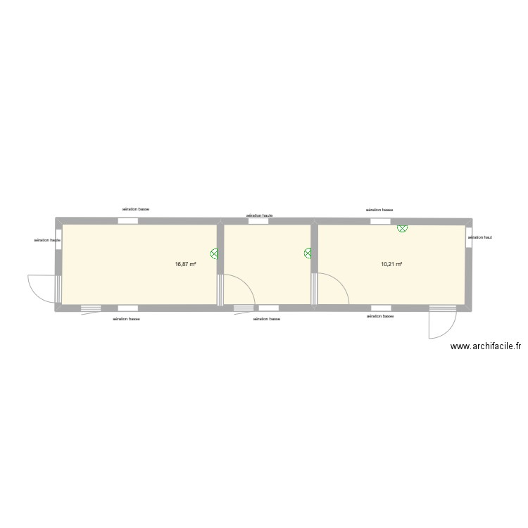 contener. Plan de 2 pièces et 27 m2