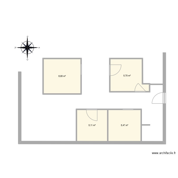 blablabla. Plan de 4 pièces et 23 m2