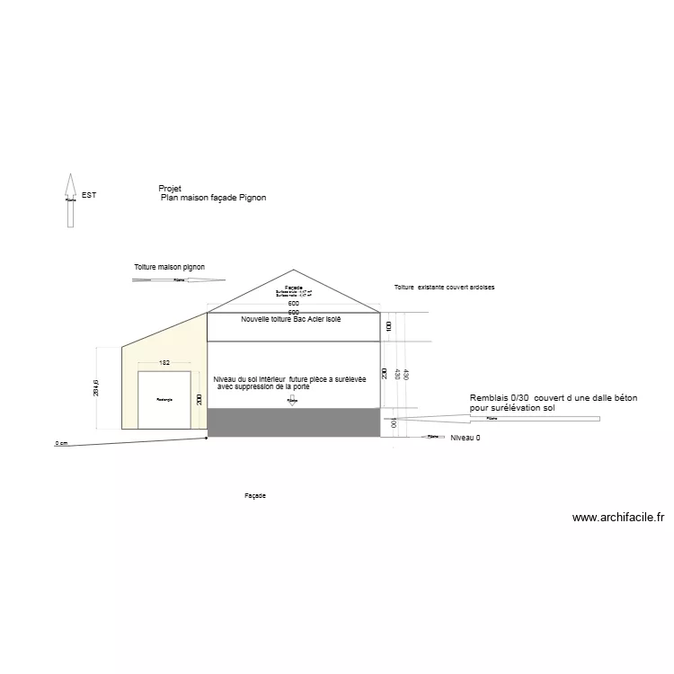 Fa&ccedil;ade Nord Ouest 1234578. Plan de 