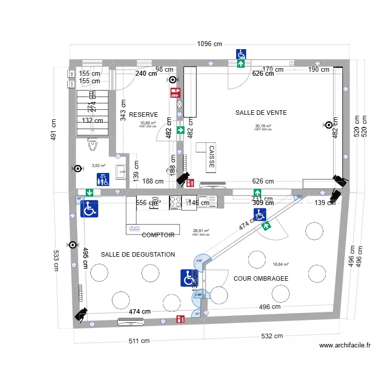 SALLE DE VENTE CAVE A VIN. Plan de 