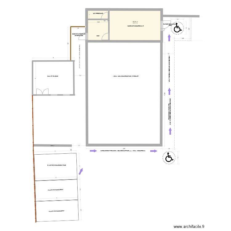 PLAN DE MASSE GLOBAL DU PROJET IOP et ERP avant TRAVAUX. Plan de 1 pièce et 30 m2