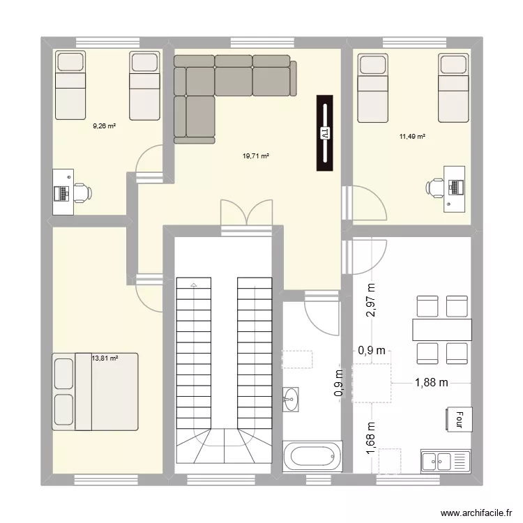 Dar. Plan de 4 et 54 m² Dar. Plan de 4 et 54 m²