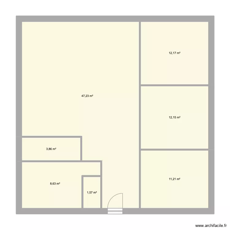 maison chambre a droite. Plan de 6  et 96 m²