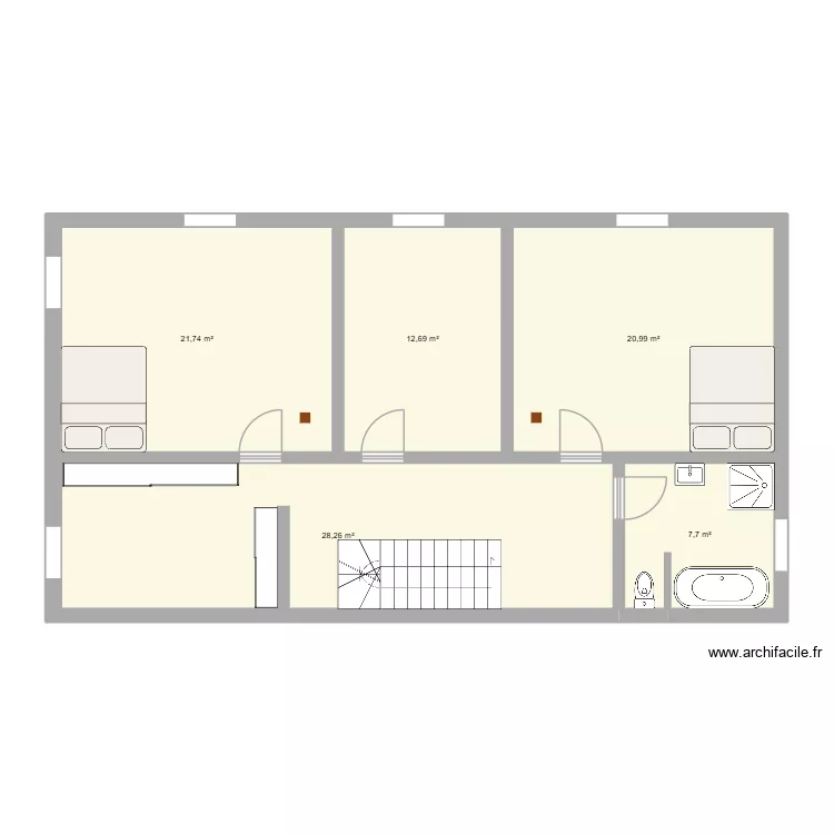maison jeancourt. Plan de 5 Pièces et 91 m²