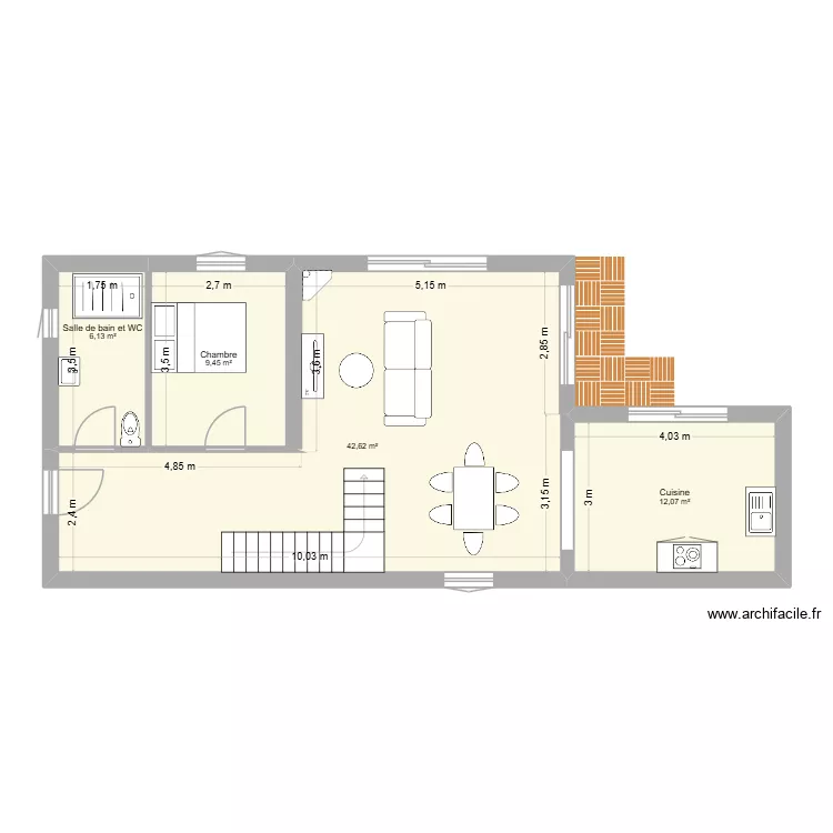 MAISON L V1. Plan de 4  et 70 m²