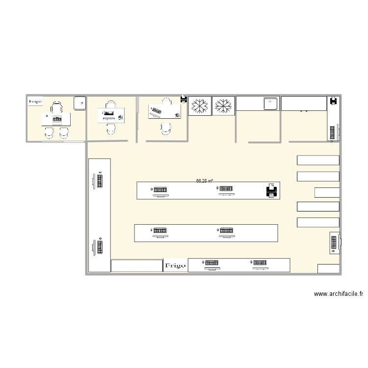 pharmacie de reve. Plan de 1 pièce et 66 m2