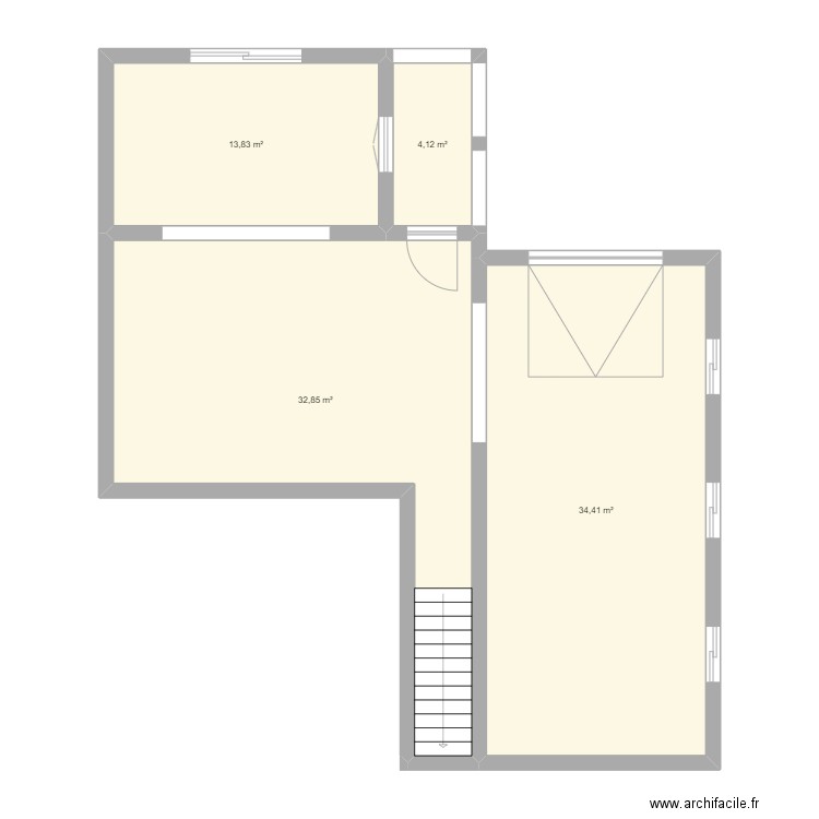 R-CH. Plan de 4 pièces et 85 m2