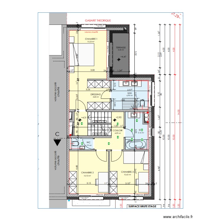 Plan Spots 1° etage. Plan de 0 pièce et 0 m2