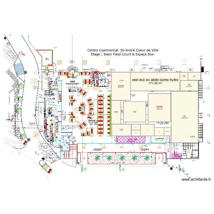 ST ANDRE CENTRE Projet am&eacute;nagement V1. Plan de 15  et 959 m²
