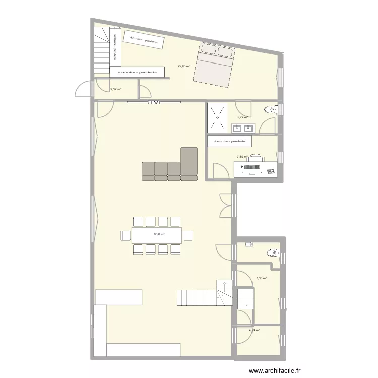 Maison bas. Plan de 7 Pièces et 137 m²