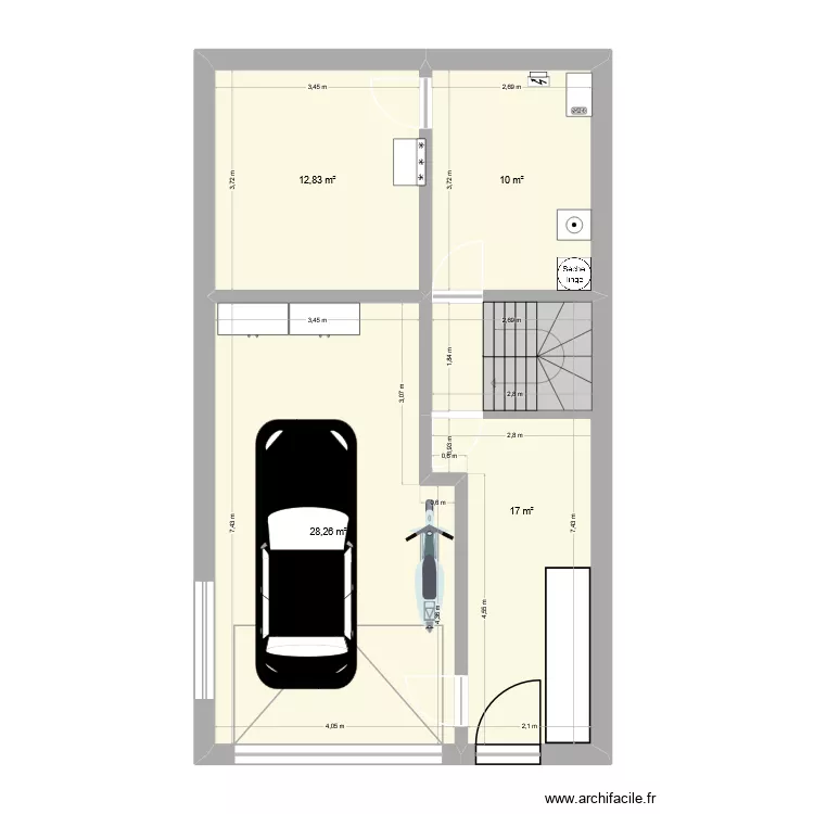 Maison bureau grenier - Murs 33cm (19+12+2) et 28cm (14+12+2). Plan de 18 Pièces et 284 m²