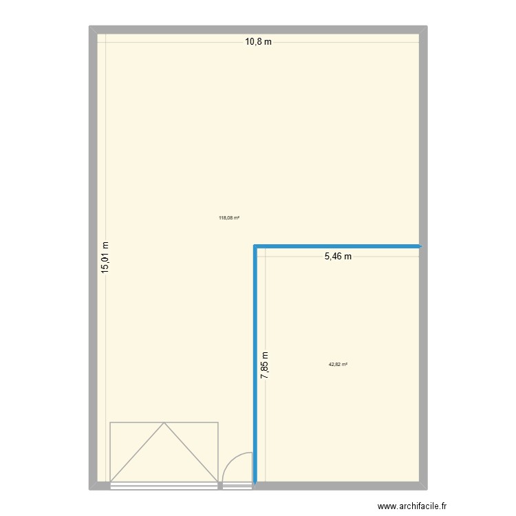 MS74 vide. Plan de 2 pièces et 161 m2