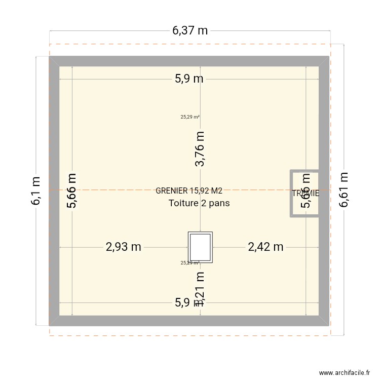 PLAN GARAGE V1. Plan de 3 pièces et 67 m2