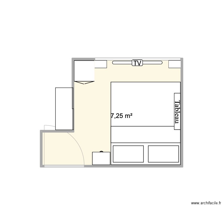 nouveau chambre. Plan de 1 pièce et 7 m2