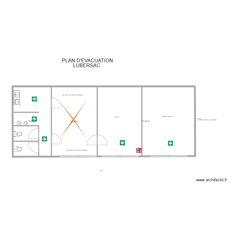 19 LUBERSAC (équipe). Plan de 3 pièces et 78 m2