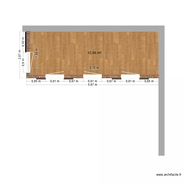 Structures volets battants. Plan de 1 Pièce et 11 m² Structures volets battants. Plan de 1 Pièce et 11 m²
