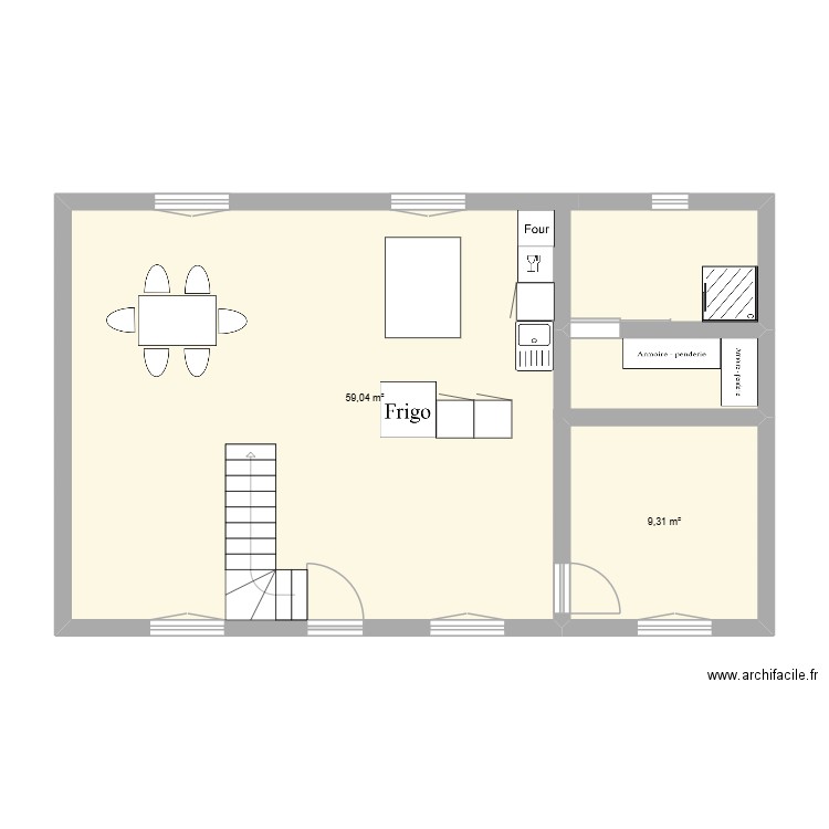 MAISON 2026. Plan de 2 pièces et 68 m2