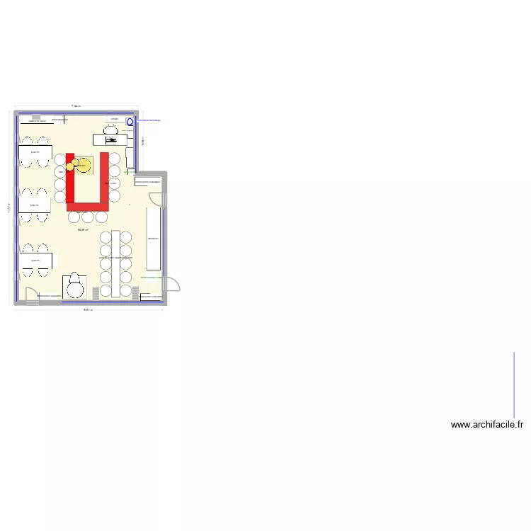 Plan d'implantation RAVAUX apres. Plan de 1  et 90 m²