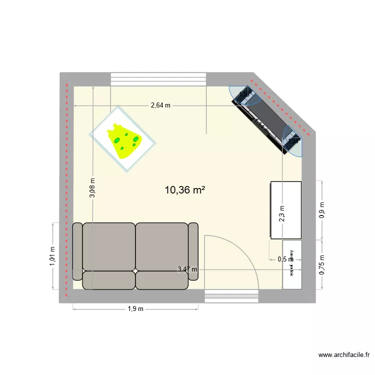 CHAMBRE BB1. Plan de 1 Pièce et 10 m² CHAMBRE BB1. Plan de 1 Pièce et 10 m²