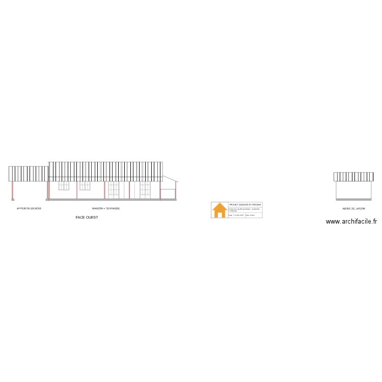 PLAN DE COUPE COTE OUEST.. Plan de 0 pièce et 0 m2