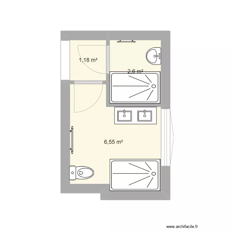 Salle de bain 110. Plan de 