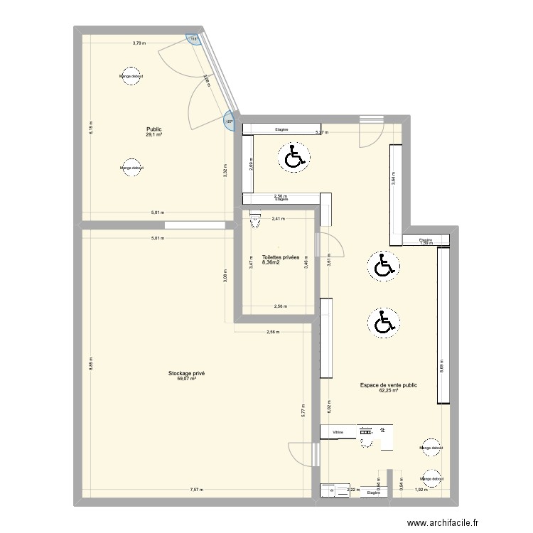 Cave Mions après travaux 2. Plan de 3 pièces et 150 m2
