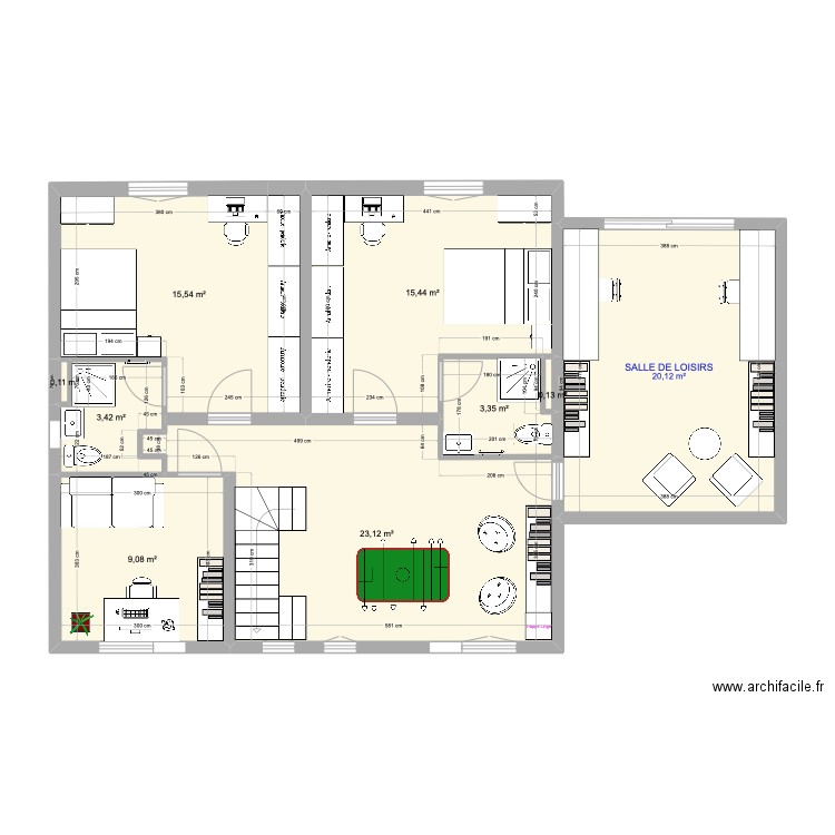 MAISON IA 4. Plan de 9 pièces et 90 m2