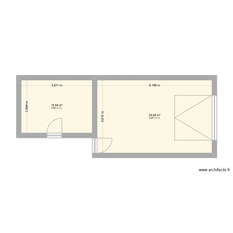 BRAMAR. Plan de 2 pièces et 35 m2