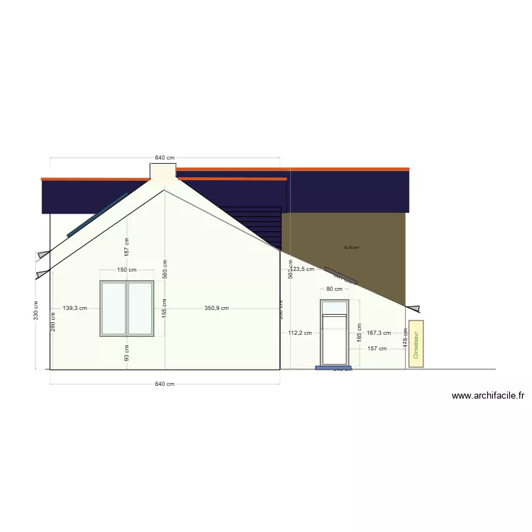 Pignon EST cot&eacute; garage . Plan de 