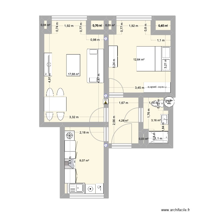 Appart Jeanne. Plan de 11 pièces et 47 m2