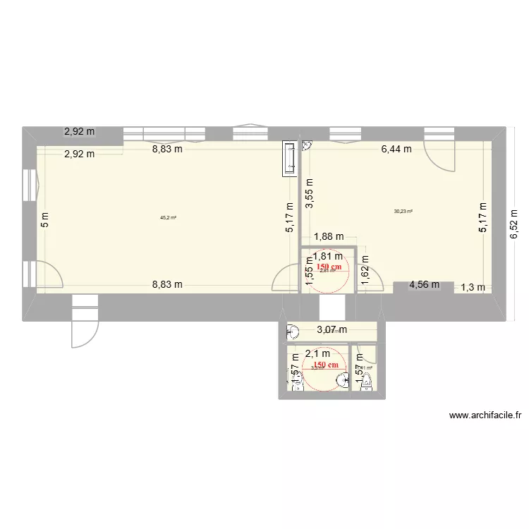 GITE 2b. Plan de 6 et 85 m² GITE 2b. Plan de 6 et 85 m²