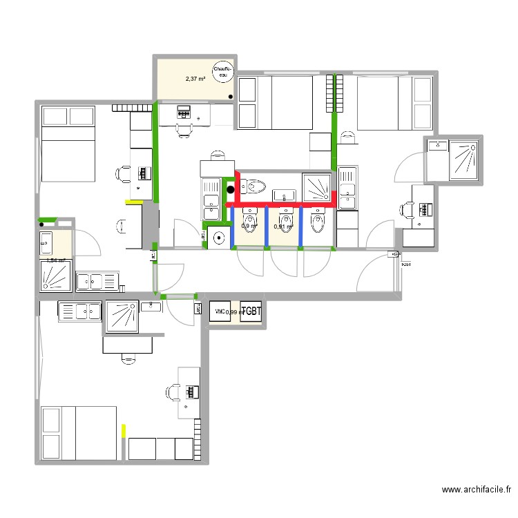 RICHELIEU2 V14. Plan de 5 pièces et 7 m2