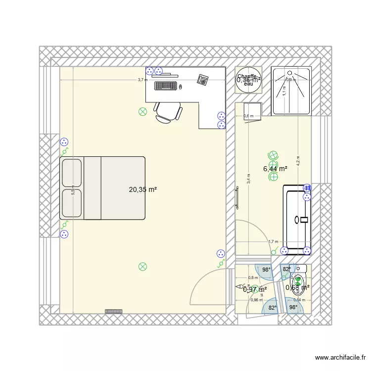 maison du 7. Plan de 6  et 29 m²