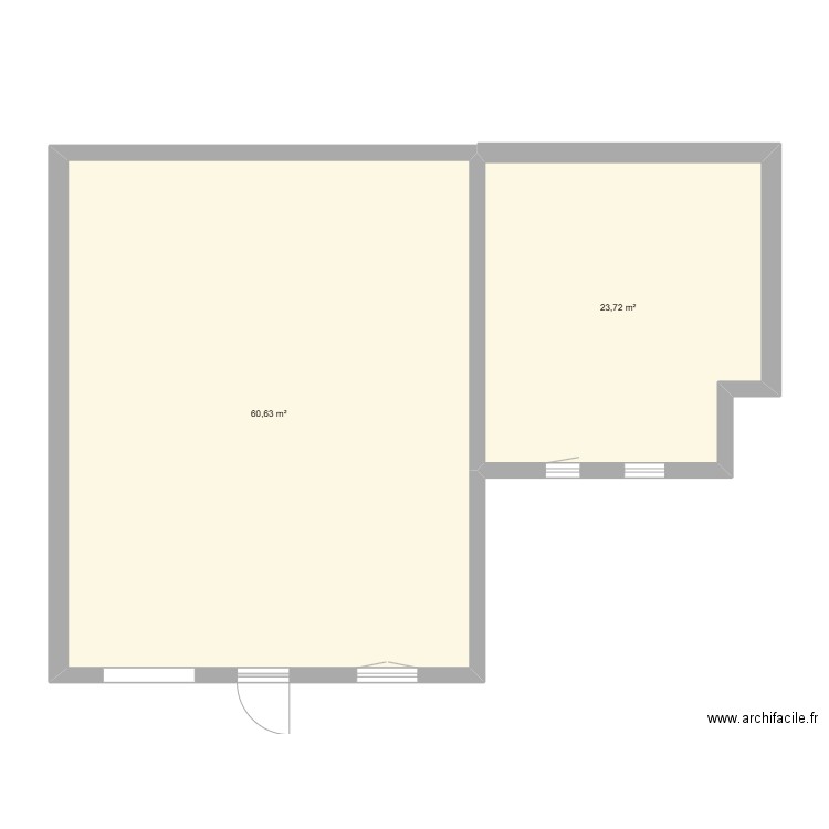 PLAN DE FACADE. Plan de 2 pièces et 84 m2