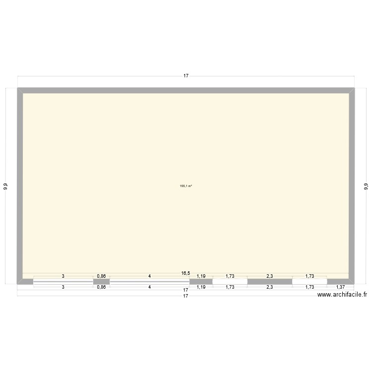 David garage. Plan de 1 pièce et 155 m2