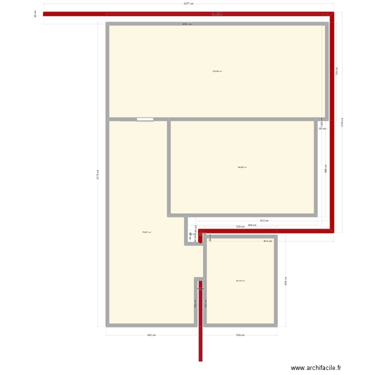 Chanmbres froides Petit-Quevilly. Plan de 4 pièces et 278 m2