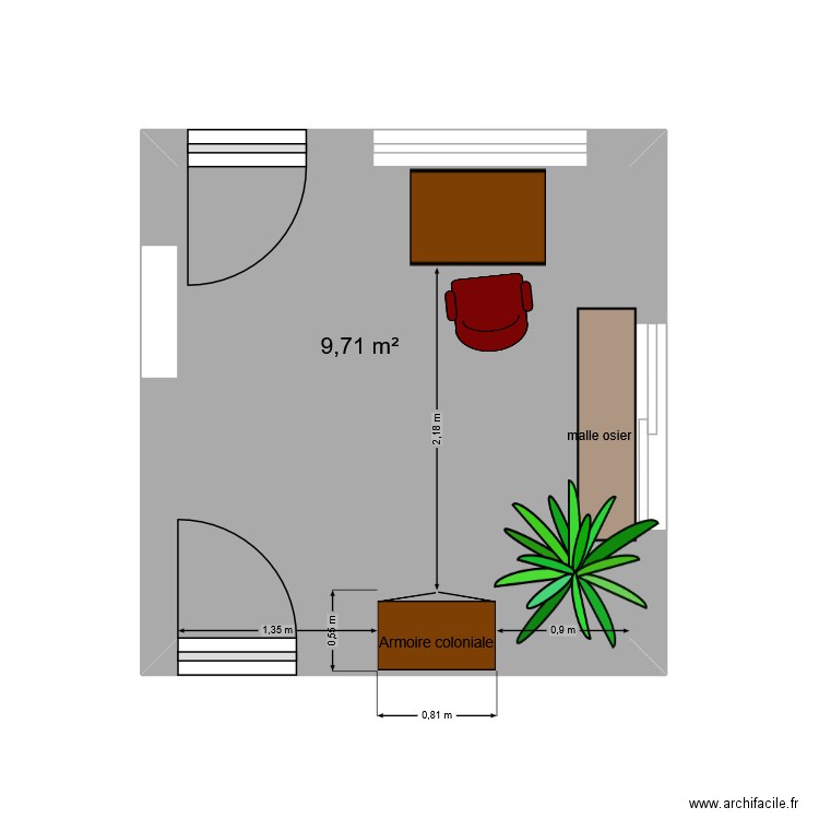 ENTREE. Plan de 1 pièce et 10 m2