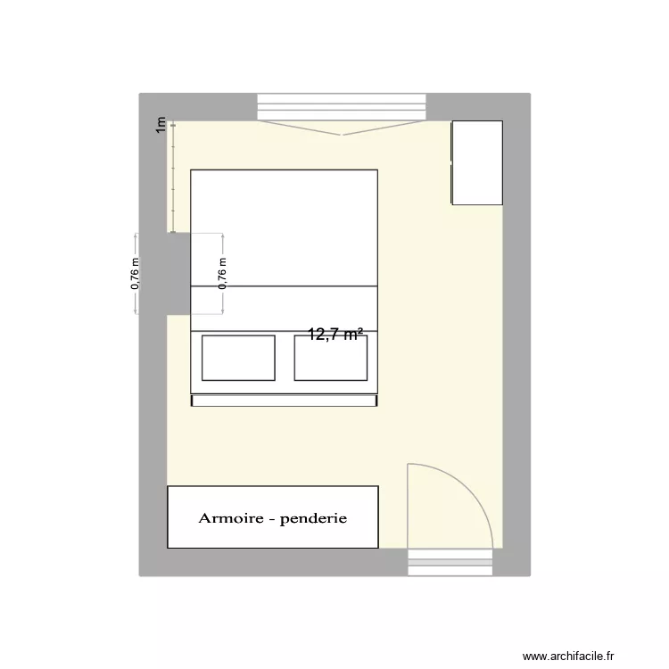 Chambre. Plan de 1 et 13 m² Chambre. Plan de 1 et 13 m²