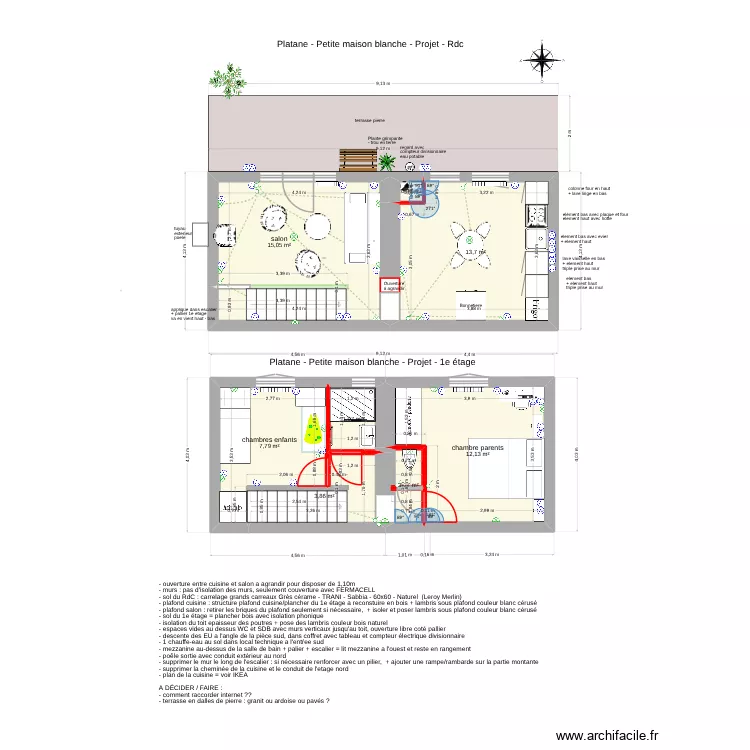 Platane Maison blanche projet v2025 v2. Plan de 8  et 56 m²