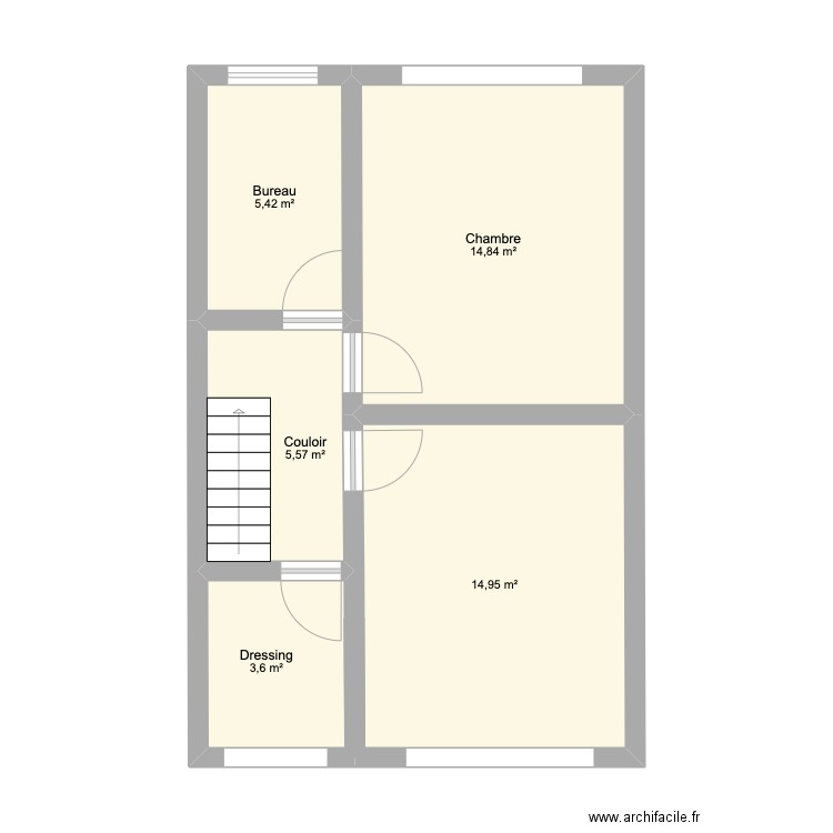 Lemonnier - R+1. Plan de 5 pièces et 44 m2