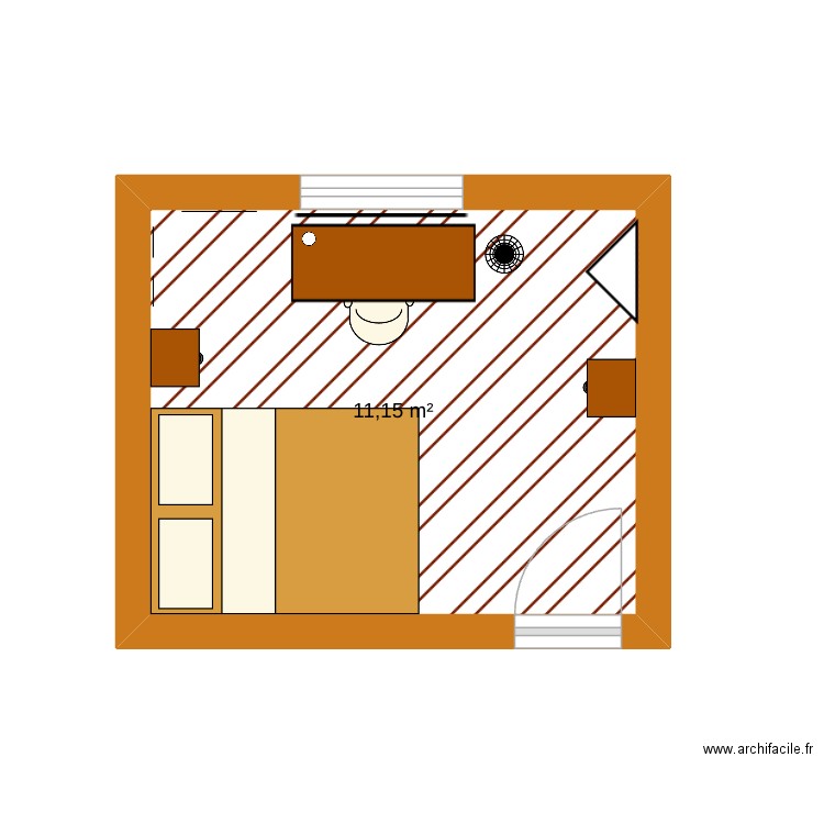 Chambre. Plan de 1 pièce et 11 m2